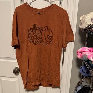 Bella Canvas Orange Short Sleeve Tee with Pumpkin Design